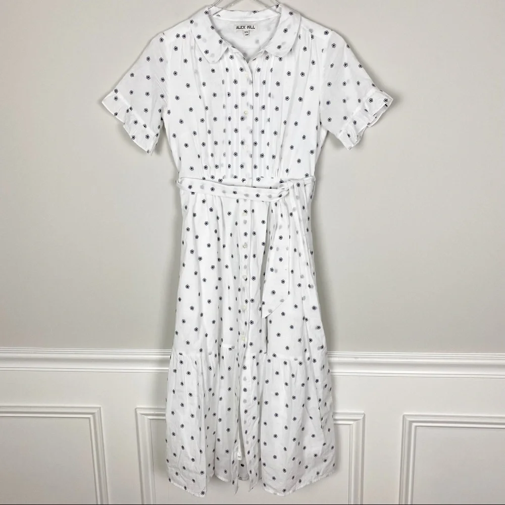 Alex Mill White Midi Dress with Black Dots - Picture 4 of 8